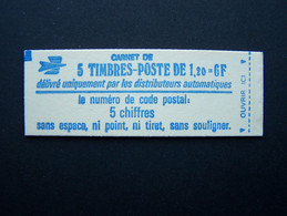 1974-C1a CARNET FERME 5 TIMBRES SABINE DE GANDON 1,20 ROUGE CODE POSTAL (BOITE C) - Modern : 1959-…