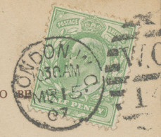 GB 1907 EVII 1/2d Yellow-green On Fine B/w Pc RP Duplex "LONDON.W.C. / W.C / 14" - Storia Postale