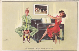 CPSM Dentelée Pin-up Sexy Glamour Cantatrice Piano Pianiste Oeuvre Musicale Illustrateur HOLZER Série 805 - Holzer, Adi