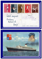 1960 San Marino Saint Marin Cartolina Ital. Paquebot Schiff Ship Leonardo Da Vinci Franked To Italy Ak Cp - Storia Postale