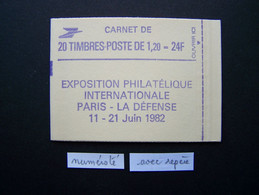 2101-C2 CONF. 8 CARNET NUMEROTE + UN REPERE VERT FERME 20 TIMBRES SABINE DE GANDON 1,20 VERT PHILEXFRANCE 82 (BOITE C) - Modernes : 1959-...