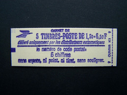 2059-C1a CARNET FERME 5 TIMBRES SABINE DE GANDON 1,30 ROUGE CODE POSTAL (BOITE C) - Modern : 1959-…