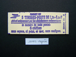 2059-C1a CARNET AVEC REPERE FERME 5 TIMBRES SABINE DE GANDON 1,30 ROUGE CODE POSTAL (BOITE C) - Modernes : 1959-...