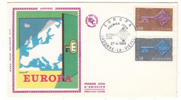 Andorre - Lettre De 1968 - Oblit Andorre La Vieille - Europa 1968 - Cléfs - Valeur 35 Euros - Covers & Documents