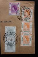 1954,HONG-KONG  Y&T NO HK 181,185x3,187,30cts,1 Dollar,2dollars,tad Hong-Kong B10 OC 60 SUR FRAGMENT B/TB - Used Stamps