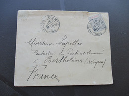 Lettre Colonies Françaises Cochinchine Cachet BARIA Sur TP Indochine Sage 15c Gris Pour Bertholène Aveyron - Briefe U. Dokumente