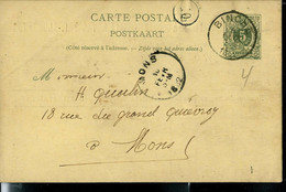 Entier N° 19.B. I. Obl. BINCHE 1882 - Poste Rurale