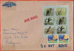 CANADA - 2002 - 6 X Birds + 2 X Montreal '76 - Medium Envelope - Viaggiata Da Edmonton Per Uccle, Belgium - Lettres & Documents