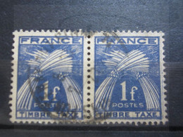 VEND BEAUX TIMBRES TAXES DE FRANCE N° 81 EN PAIRE , MACULAGE A DROITE !!! - Oblitérés