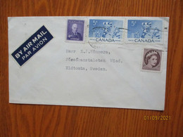 CANADA  1955 GRANBY    AIR MAIL COVER TO SWEDEN  ,0 - Covers & Documents