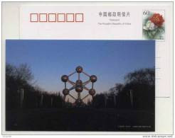 Atomium In Brussels Belgium,China 2003 Famous European Tourist Attractions Advertising Postal Stationery Card - 1958 – Bruxelles (Belgique)