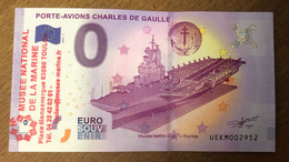 2017 BILLET 0 EURO SOUVENIR DPT 83 PORTE-AVIONS CHARLES DE GAULLE + TAMPON N°1 ZERO 0 EURO SCHEIN BANKNOTE MONEY BANK - Privéproeven