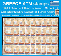 Greece Griechenland ATM 19 / Ship Boat / 1998 Drachma Issue / All Machines 00-35 MNH / Frama Etiquetas - Timbres De Distributeurs [ATM]