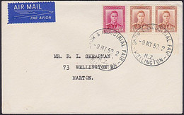 NZ KGVI 7d COVER 1952 WELLINGTON INDUSTRIAL FAIR POSTMARK - Storia Postale