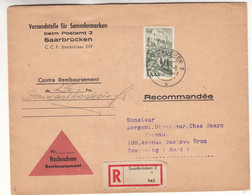 Sarre - Lettre Recom De 1957 ° - Oblit Saarbrücken - Valeur 100 Euros - Storia Postale