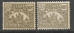 MADAGASCAR TAXE N° 12 X 2 Nuances NEUF*  CHARNIERE /  MH - Postage Due