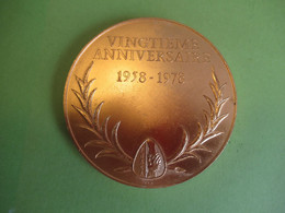 Médaille De Table Ancienne/ FNACA/Vingtième Anniversaire 1958-1978/JP RETHORE/Bronze Doré/1978        MED403 - Professionnels / De Société