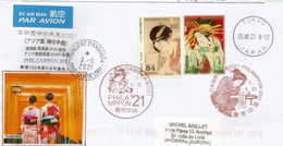 Philanippon 2021 (Geisha) , Lettre De Tokyo, Adressée En Andorre, Avec Timbre à Date Arrivée - Storia Postale