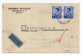 1940 KINGDOM OF YUGOSLAVIA,CROATIA,SPLIT TO GERMANY,AIRMAIL,REGISTERED COVER - Posta Aerea