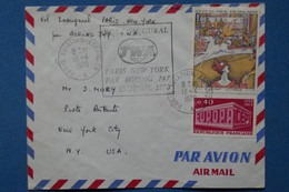 ¤12 FRANCE BELLE  LETTRE  1970  PREMIER VOL PARIS NEW YORK  PAR BOIEING  747+ AEROPHILATELIE +AFFRANCH . INTERESSANT - Eerste Vluchten