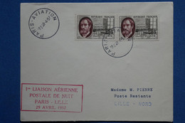 ¤12 FRANCE  BELLE  LETTRE   1957  IER VOL   PARIS LILLE+ +AFFRANCH . PLAISANT - Premiers Vols