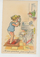 Illustrateur ROGER LEVASSEUR - ENFANTS - Jolie Carte Fantaisie Fillette Avec Miroir Se Maquillant "Et Puis Après Tout... - Levasseur, Roger