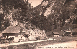 CPA Suisse (Fribourg) Val-de-Charmey - Chapelle Du Pont Du Roc, Près Charmey TBE 1918 Animée Carioles, Paysan, Ch. Morel - Chapelle