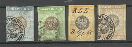 Germany Deutschland Ca 1865 Preussen 4 Stempelmarken Documentary Tax O NB! 2 First Stamps Have Thins! Dünne Stellen! - Autres & Non Classés