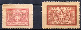 POLAND - Two Telegraph Labels (without Gum) Very Rare - Viñetas