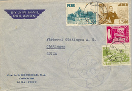 1954 PERÚ , SOBRE CIRCULADO , LIMA - GÜTTINGEN , CORREO AÉREO - Peru