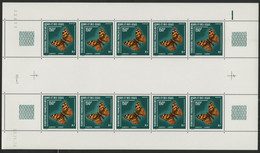 AFARS Et ISSAS COTE 150 € N° 439 MNH ** FEUILLE DE 10 Ex. PAPILLONS BUTTERFLY VANESSA CARDUI. TB/VG - Ungebraucht