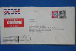 ¤16 ETATS UNIS  BELLE LETTRE RECOM. 1962 AUGUSTA   + AEROPHILATELIE + ++ AFFRANCHISS. PLAISANT - Cartas & Documentos