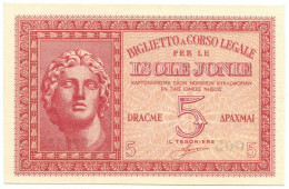 5 DRACME OCCUPAZIONE ITALIANA DELLA GRECIA ISOLE JONIE APRILE 1942 FDS-/FDS - Other & Unclassified