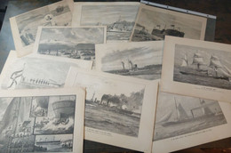 Lot Mixte : 10x Navires, 19ème Siècle/ Gemengd Lot: 10x Schepen, 19de Eeuw/ Mixed Lot: 10x Ships, 19th Century - Kunst