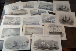 Lot Mixte : 30x Navires, 19ème Siècle/ Gemengd Lot: 30x Schepen, 19de Eeuw/ Mixed Lot: 30x Ships, 19th Century - Art