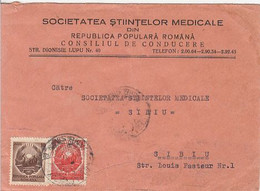 98308- COAT OF ARMS STAMPS ON MEDICAL SCIENCES SOCIETY HEADER COVER, AGRICULTURE EXHIBITION POSTMARK, 1951, ROMANIA - Covers & Documents