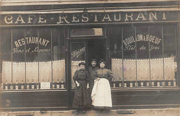 78 Ou  92 - CAFE - RESTAURANT-  Carte Photo - Vin De Carrières (pancarte) - Bouillon De Bœuf - A Situer - Restaurants