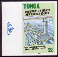 Tonga 1990 Wave Power - Imperf Plate Proof  - Read Description - Water
