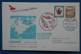 AA 2 JAPON BELLE CARTE FDC  1986 TOYYO  POUR ZURICH SUISSE+AFFRANCH. PLAISANT - Storia Postale