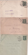 SEMEUSE LIGNEE - 1906/1919 - 3 ENVELOPPES ENTIER DATES 507 / 912 / 940 - TEINTES ! - Standard Covers & Stamped On Demand (before 1995)