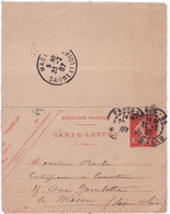 SEMEUSE MAIGRE - 1907 - CARTE-LETTRE ENTIER Avec DATE 647 - VARIETE PIQUAGE DECALE - Lettres & Documents