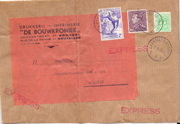 Omslag Enveloppe - Pub Reclame - Brussel Drukkerij De Bouwkroniek - Stempel Cachet 1955 - Wikkels Voor Dagbladen