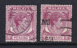 Malaya - Penang: 1949/52   KGVI    SG11    10c  [shades]    Used (x2) - Penang