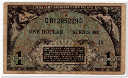 UNITED STATES,MILITARY PAYMENT CERTIFICATE,1 DOLLAR,1951,P.M26,F+ - 1951-1954 - Series 481