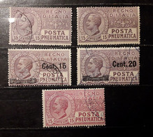 Italia Regno 1913 - 1927 Posta Pneumatica Lotto 5 Francobolli - Poste Pneumatique