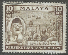 Malayan Federation. 1957 Independence Day. 10c Used. SG 5 - Federation Of Malaya