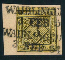 1854, 3 Kreuzer Voll- Bis Breitrandig Auf Briefstück Mit Seltenen Vorphila L2 "WAIBLINGEN 3. FEB. 54" - Oblitérés