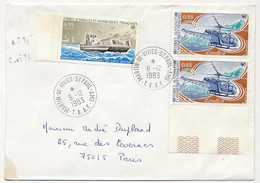 TAAF - Env. Affr 0,55 Chaland "le Gros Ventre" + 2X 0,55 Alouette II - Martin De Vivies St Paul Ams - 06/12/1983 - Storia Postale