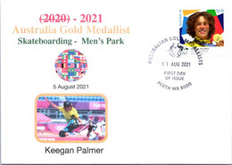 (1A32) 2020 Tokyo Summer Olympic Games - Australia Gold Medal FDI Cover Postmarked WA Perth (skateboarding) - Zomer 2020: Tokio