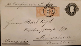 O) 1894 BRAZIL, LIBERTY HEAD, SCT 111 100r, EMPEROR DOM PEDRO, 200r POSTAL STATIONERY, VIA LISBOA, TO MUNCHEN - Covers & Documents